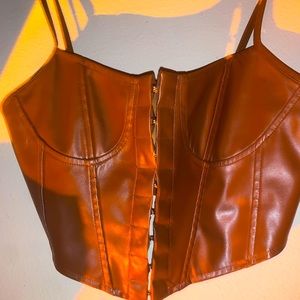 Faux leather brown corset